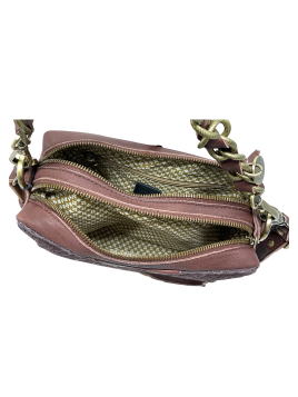 Mila Louise MAMA W - CUIR DE VACHETTE - AUBU trotteur double zip tressé mama w de mila louise Sacs à mains