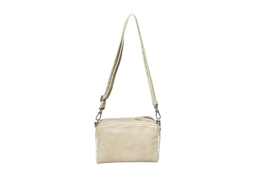 Mila Louise MAMA W - CUIR DE VACHETTE - CRÈM trotteur double zip tressé mama w de mila louise Sacs à mains