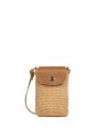 Lancaster 480-116 - PAILLE/CUIR - CAMEL mini sac telephone osier lancaster sacs-a-mains