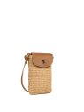 Lancaster 480-116 - PAILLE/CUIR - CAMEL mini sac telephone osier lancaster sacs-a-mains