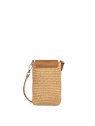 Lancaster 480-116 - PAILLE/CUIR - CAMEL mini sac telephone osier lancaster sacs-a-mains