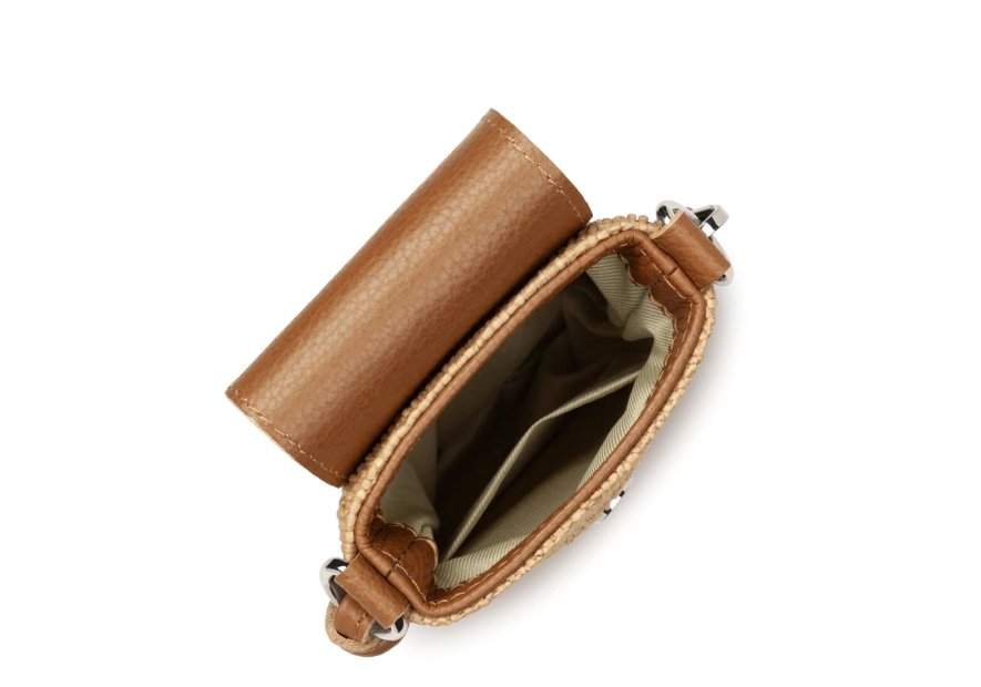 Lancaster 480-116 - PAILLE/CUIR - CAMEL mini sac telephone osier lancaster Sacs à mains