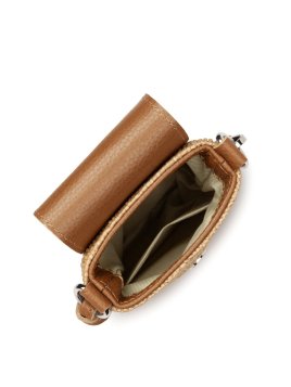 Lancaster 480-116 - PAILLE/CUIR - CAMEL mini sac telephone osier lancaster Sacs à mains