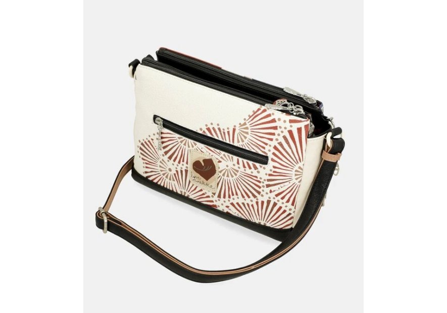 Anekke 40703-184 - POLYURÉTHANE - NOIR sac bandoulière imprimé 3 compartiments alma Sacs à mains