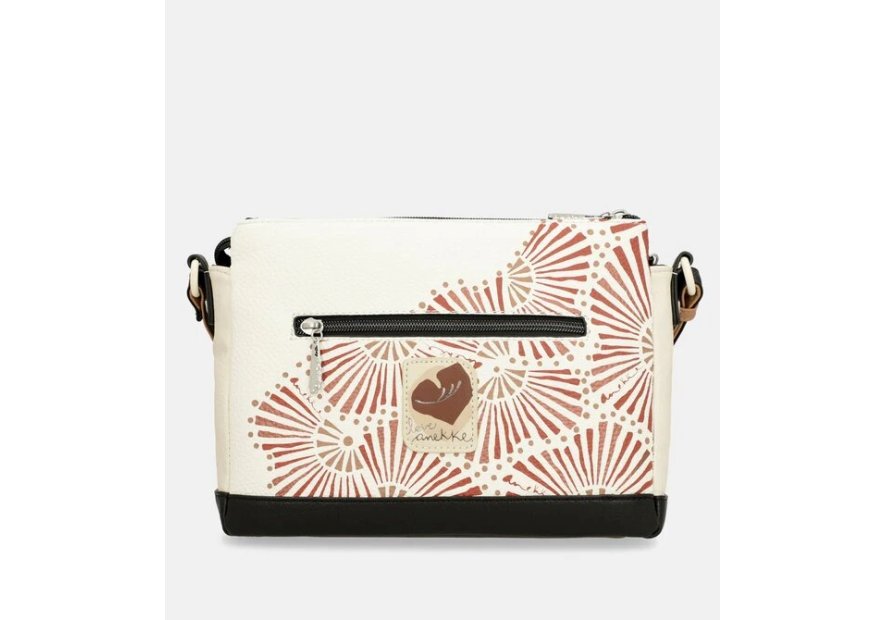 Anekke 40703-184 - POLYURÉTHANE - NOIR sac bandoulière imprimé 3 compartiments alma Sacs à mains