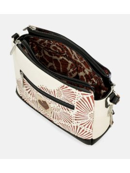 Anekke 40703-184 - POLYURÉTHANE - NOIR sac bandoulière imprimé 3 compartiments alma Sacs à mains