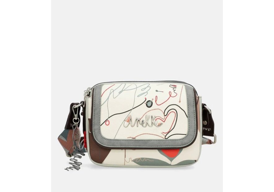 Anekke 40763-349 - POLYURÉTHANE - NOIR sac bandoulière à rabat ovale alma Sacs à mains