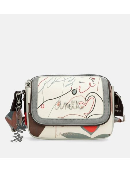 Anekke 40763-349 - POLYURÉTHANE - NOIR sac bandoulière à rabat ovale alma Sacs à mains