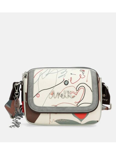 Anekke 40763-349 - POLYURÉTHANE - NOIR sac bandoulière à rabat ovale alma sacs-a-mains