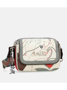 Anekke 40763-349 - POLYURÉTHANE - NOIR sac bandoulière à rabat ovale alma Sacs à mains