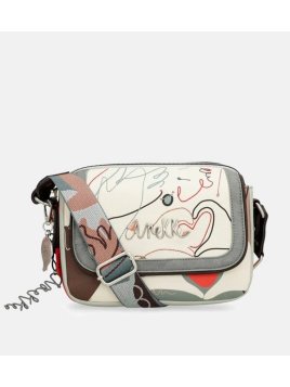 Anekke 40763-349 - POLYURÉTHANE - NOIR sac bandoulière à rabat ovale alma Sacs à mains