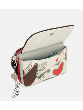 Anekke 40763-349 - POLYURÉTHANE - NOIR sac bandoulière à rabat ovale alma Sacs à mains