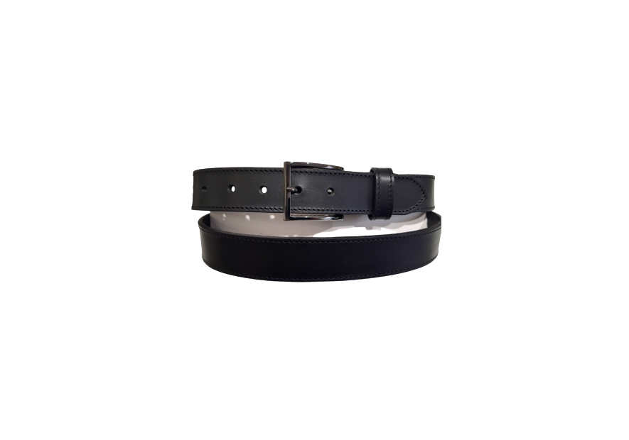 Les Ateliers Foures 50509 - CUIR CROUPON - NOIR ceinture homme cuir 30mm boucle argent