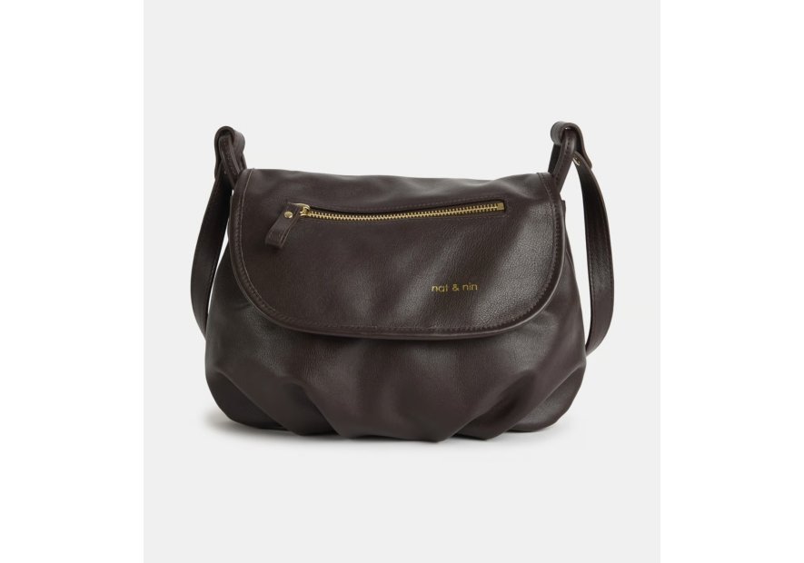 Nat & Nin JEN - CUIR DE VACHETTE - ÉBÈNE L sac à rabat gibecière jen Sacs à mains