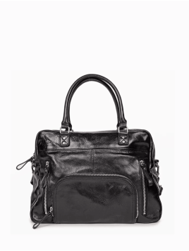 Nat & Nin MACY - CUIR DE VACHETTE - NOIR G sac porté main et bandoulière macy Sacs à mains
