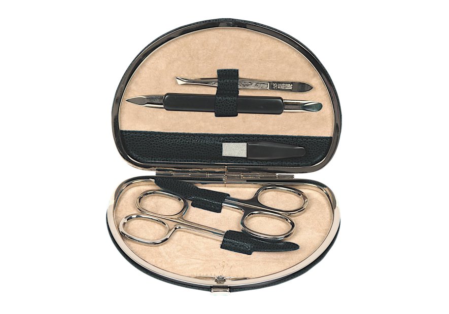 sacher 3864 - CUIR DE VACHETTE - NOIR trousse manucurre 5 pièces windrose beluga trousse manucure