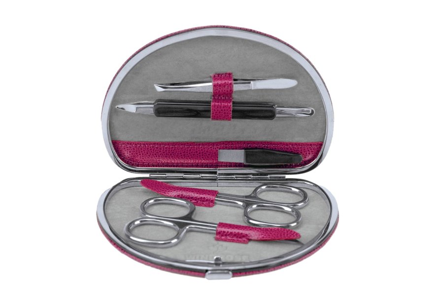 sacher 3864 - CUIR DE VACHETTE - BERRY trousse manucurre 5 pièces windrose beluga trousse manucure