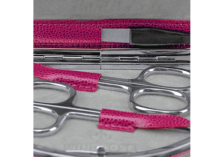 sacher 3864 - CUIR DE VACHETTE - BERRY trousse manucurre 5 pièces windrose beluga trousse manucure