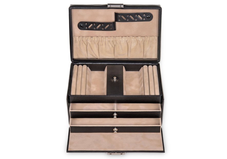 sacher 27.107 - CUIR DE VACHETTE - NOIR coffret bijoux sacher eva new classic coffret bijoux