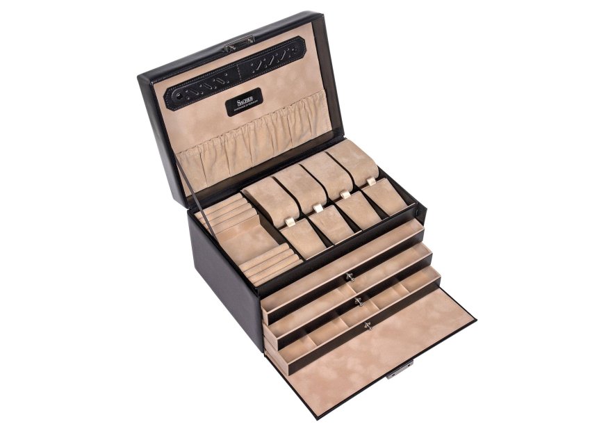 sacher 73.107 - CUIR DE VACHETTE - NOIR coffret a bijoux sacher katja coffret bijoux