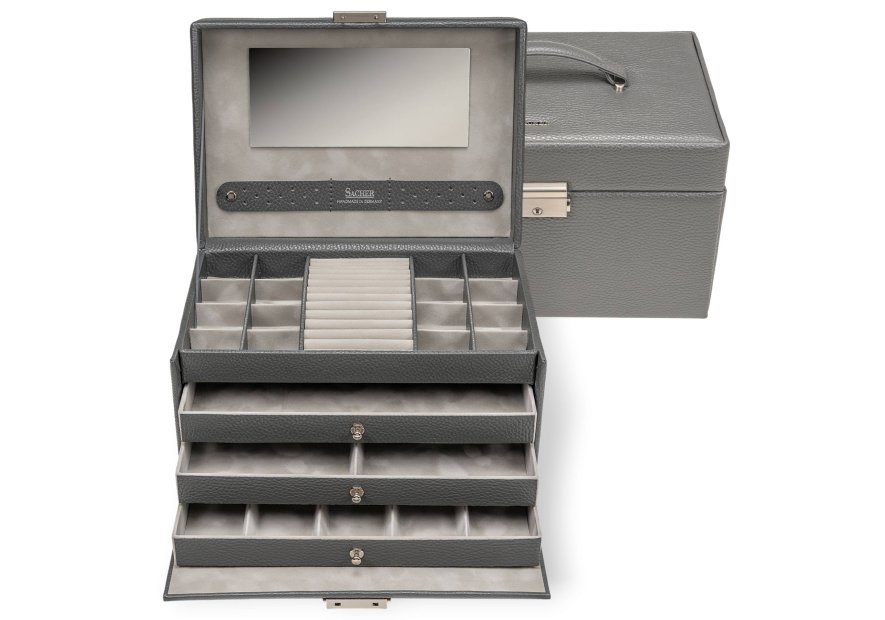 sacher 74.519 - CUIR DE VACHETTE - GREY coffret bijoux sacher karen coffret bijoux