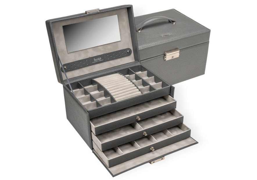 sacher 74.519 - CUIR DE VACHETTE - GREY coffret bijoux sacher karen coffret bijoux