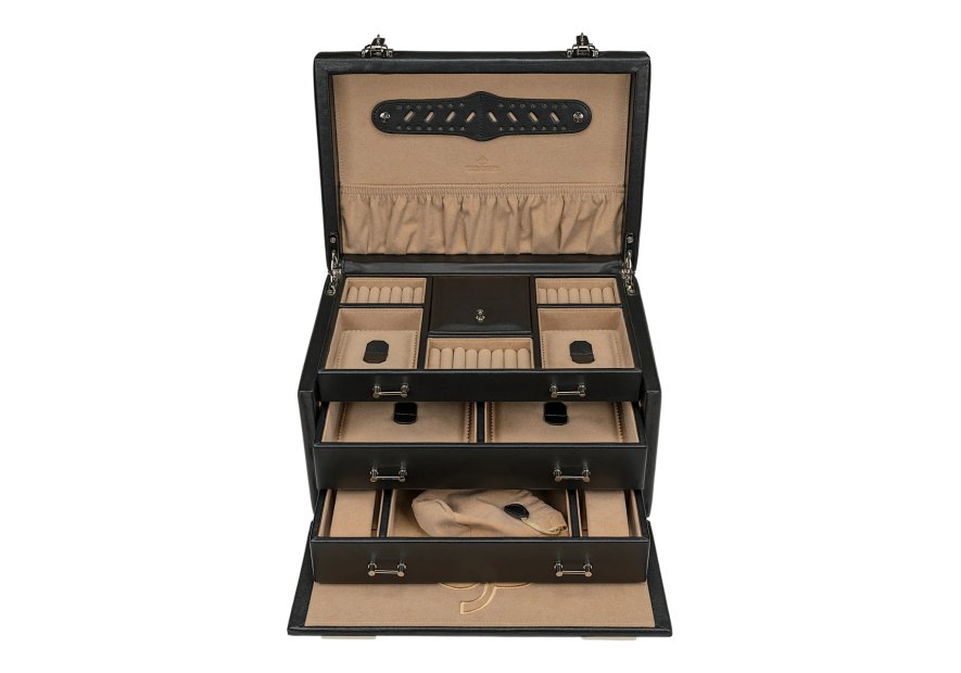 sacher 3244 - CUIR DE VACHETTE - NOIR coffret bijoux montres sacher ambiance coffret bijoux