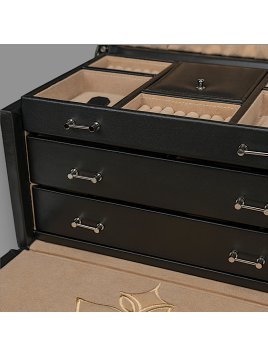 sacher 3244 - CUIR DE VACHETTE - NOIR coffret bijoux montres sacher ambiance coffret bijoux