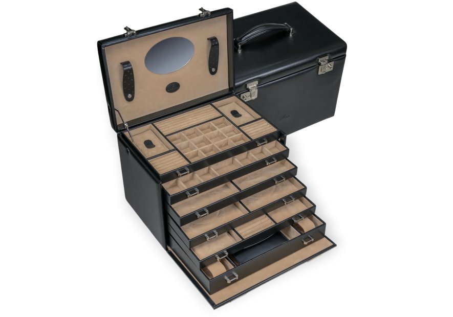 sacher 3347 - POLYURÉTHANE - NOIR coffret à bijoux xxl sacher merino coffret bijoux