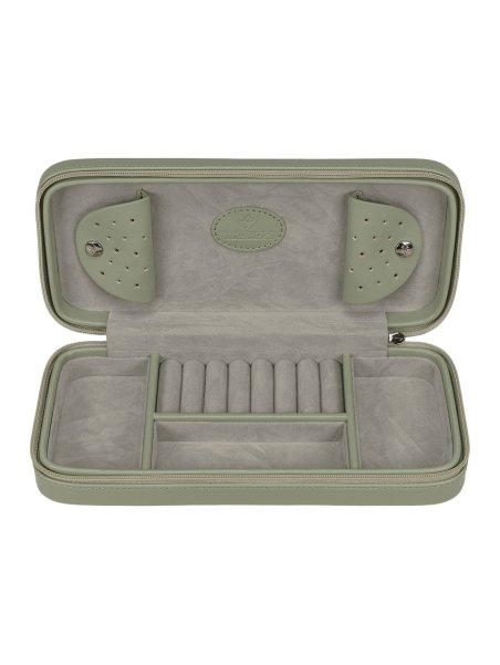 sacher 3923 - POLYURÉTHANE - SAUGE boite bijoux voyage windrose merino trousse bijoux