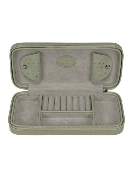 sacher 3923 - POLYURÉTHANE - SAUGE boite bijoux voyage windrose merino trousse-bijoux