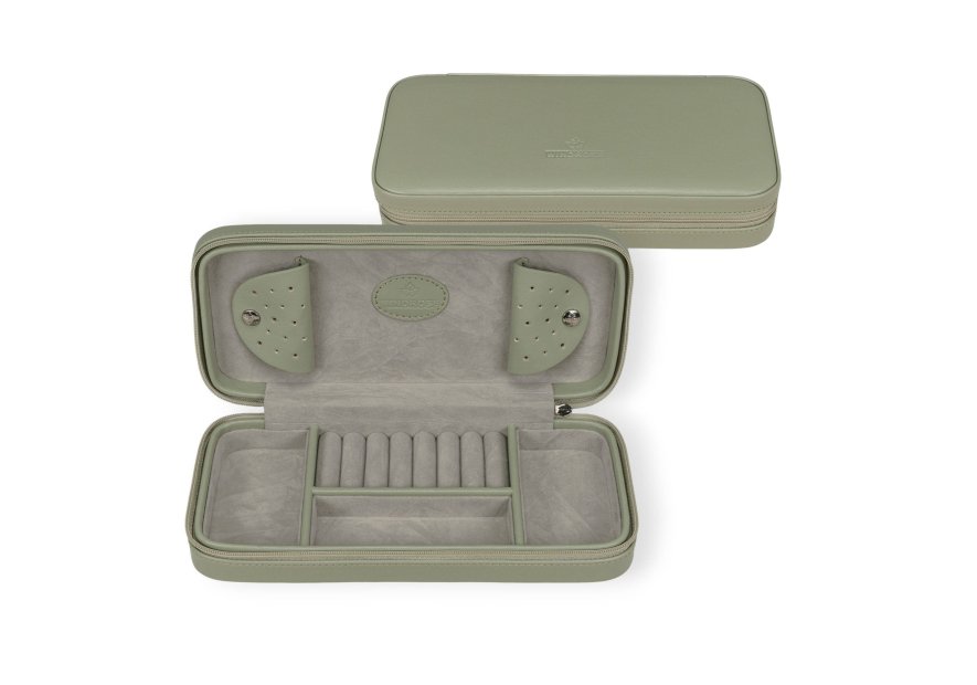 sacher 3923 - POLYURÉTHANE - SAUGE boite bijoux voyage windrose merino trousse bijoux