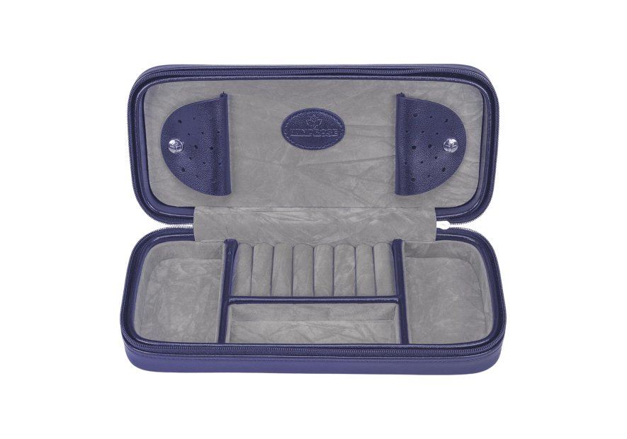 sacher 3923 - POLYURÉTHANE - BLEU FONCÉ boite bijoux voyage windrose merino trousse bijoux