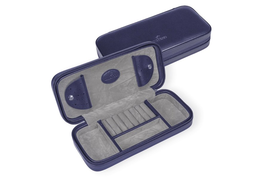 sacher 3923 - POLYURÉTHANE - BLEU FONCÉ boite bijoux voyage windrose merino trousse bijoux