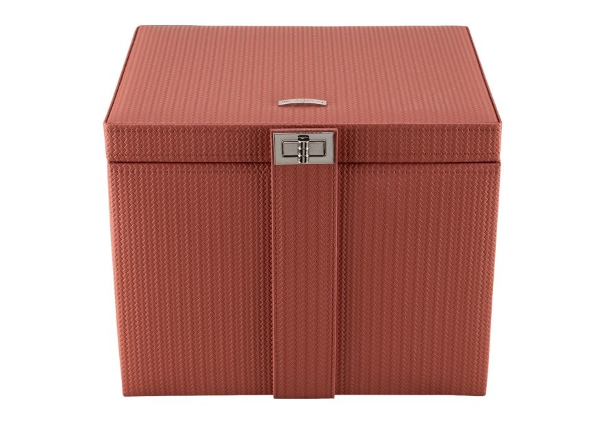 sacher 3955 - POLYURÉTHANE - TERACOTTA coffret à bijoux xl avec étui de voyage corbello coffret bijoux