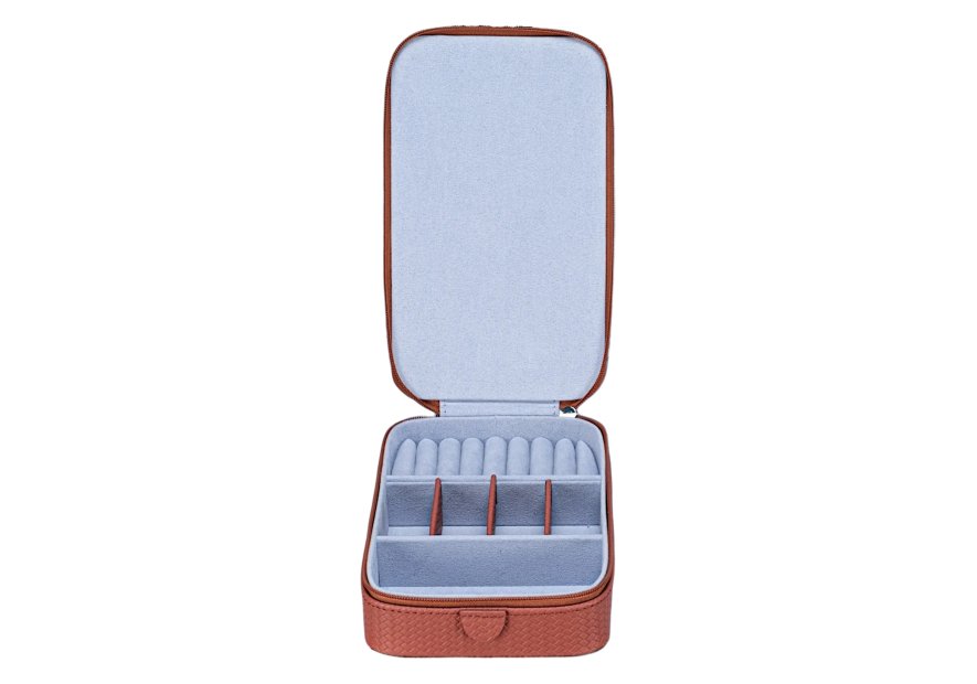 sacher 3955 - POLYURÉTHANE - TERACOTTA coffret à bijoux xl avec étui de voyage corbello coffret bijoux