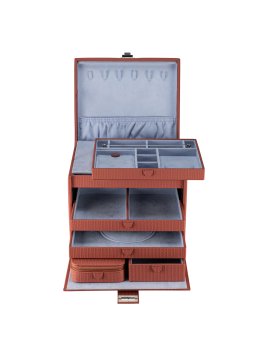 sacher 3955 - POLYURÉTHANE - TERACOTTA coffret à bijoux xl avec étui de voyage corbello coffret bijoux