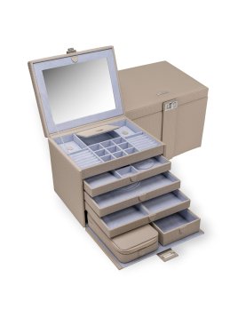 sacher 3955 - POLYURÉTHANE - TAUPE coffret à bijoux xl avec étui de voyage corbello coffret bijoux