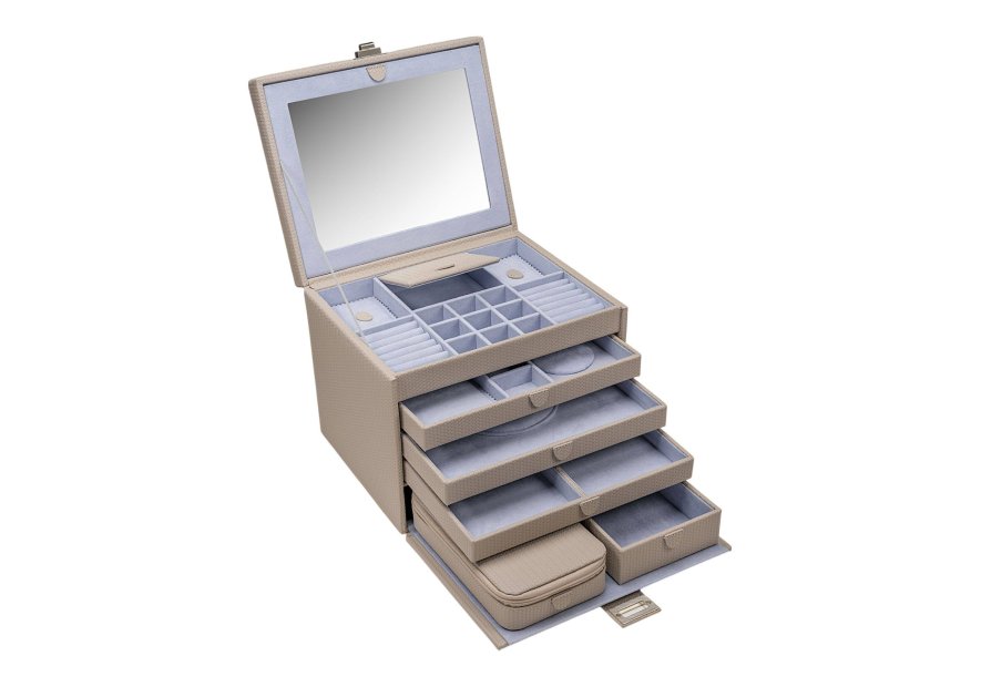sacher 3955 - POLYURÉTHANE - TAUPE coffret à bijoux xl avec étui de voyage corbello coffret bijoux