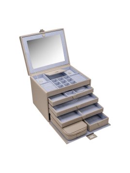 sacher 3955 - POLYURÉTHANE - TAUPE coffret à bijoux xl avec étui de voyage corbello coffret bijoux