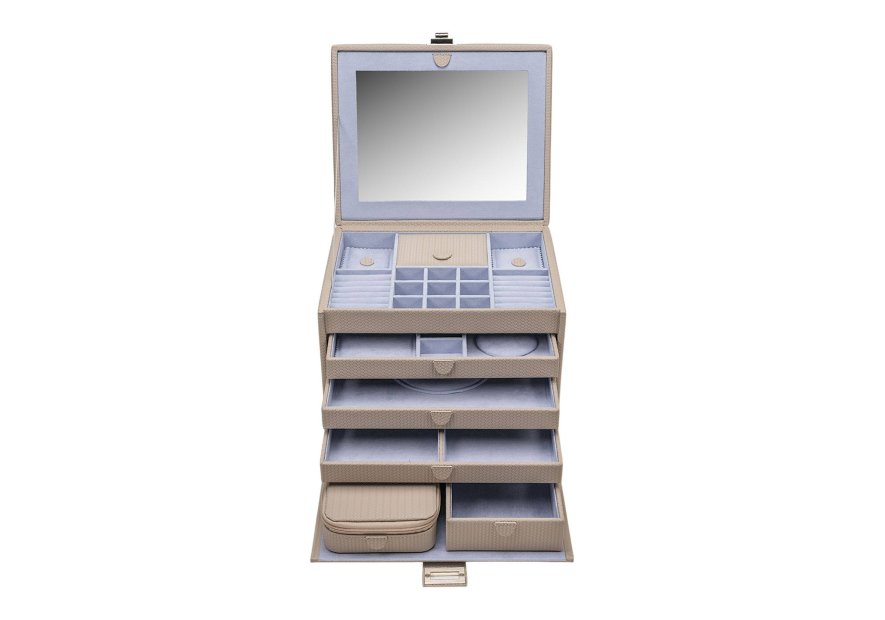 sacher 3955 - POLYURÉTHANE - TAUPE coffret à bijoux xl avec étui de voyage corbello coffret bijoux