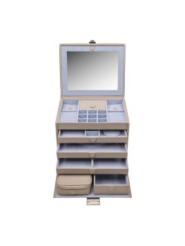 sacher 3955 - POLYURÉTHANE - TAUPE coffret à bijoux xl avec étui de voyage corbello coffret bijoux