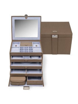 sacher 3955 - POLYURÉTHANE - TAUPE coffret à bijoux xl avec étui de voyage corbello coffret bijoux