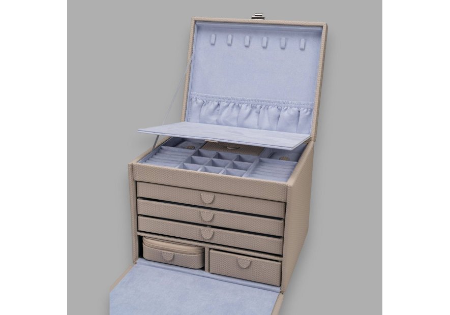 sacher 3955 - POLYURÉTHANE - TAUPE coffret à bijoux xl avec étui de voyage corbello coffret bijoux