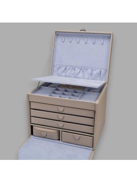 sacher 3955 - POLYURÉTHANE - TAUPE coffret à bijoux xl avec étui de voyage corbello coffret bijoux