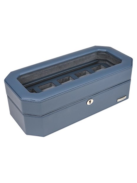 sacher 4010 - POLYURÉTHANE - BLEU coffret 5 montres vitré windrose tempora coffret-bijoux