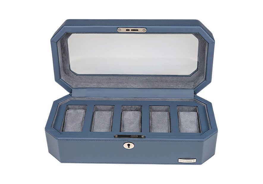 sacher 4010 - POLYURÉTHANE - BLEU coffret 5 montres vitré windrose tempora coffret bijoux