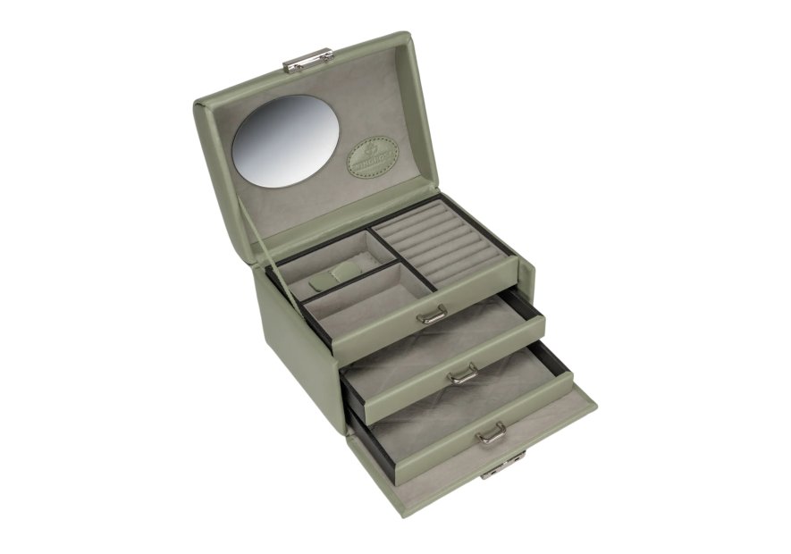 sacher 3676 - POLYURÉTHANE - SAUGE coffret bijoux mini windrose poignée coffret bijoux