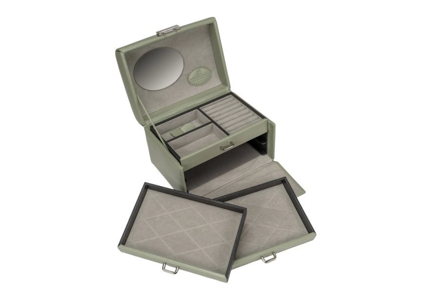 sacher 3676 - POLYURÉTHANE - SAUGE coffret bijoux mini windrose poignée coffret bijoux