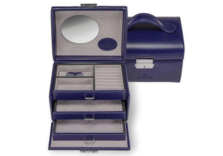 sacher 3676 - POLYURÉTHANE - BLEU FONCÉ coffret bijoux mini windrose poignée coffret bijoux